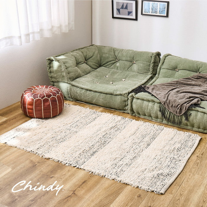 インド綿 ラグ マット チンディ 約120×180cm 裂き織 コットン 手洗い hig-270097703xの画像