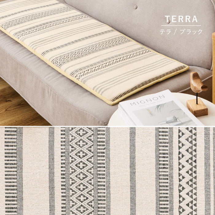 インド綿 ベンチクッション テラ クラック アルト 約43×120cm 綿100％ ロングクッション シートクッション 座布団 ウレタン ふっくら hig-270100210xの画像