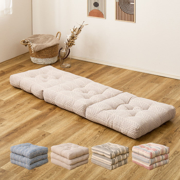 インド綿 3つ折り ごろ寝クッション テラ クラック 約50×150cm 綿100％ ごろ寝マット ロングクッション ふっくら hig-270100220xの画像