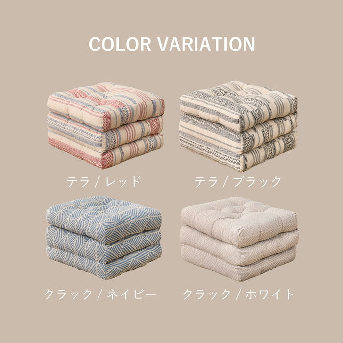 インド綿 3つ折り ごろ寝クッション テラ クラック 約50×150cm 綿100％ ごろ寝マット ロングクッション ふっくら hig-270100220xの画像