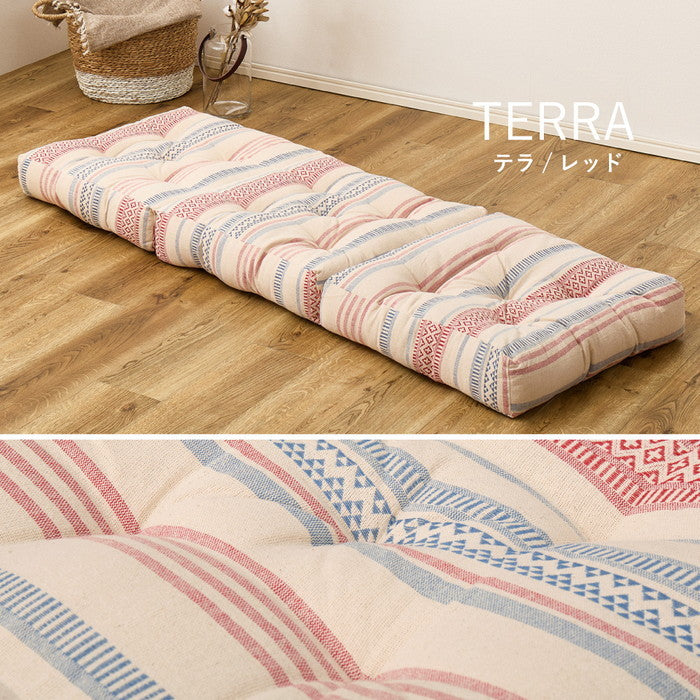 インド綿 3つ折り ごろ寝クッション テラ クラック 約50×150cm 綿100％ ごろ寝マット ロングクッション ふっくら hig-270100220xの画像