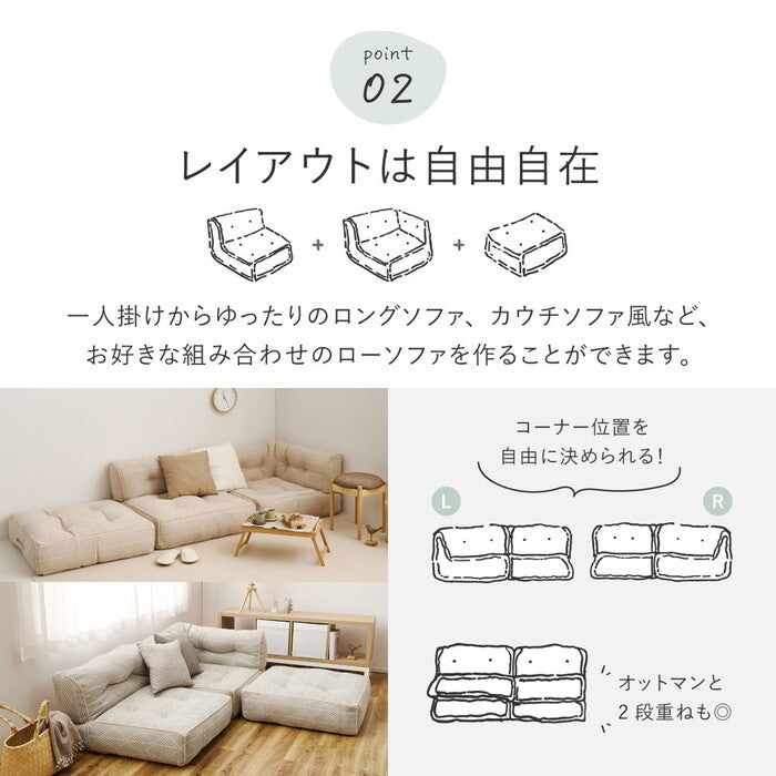 フロアソファ Retoa レトア コーナーソファ ホワイト グレー hig-270100331xの画像