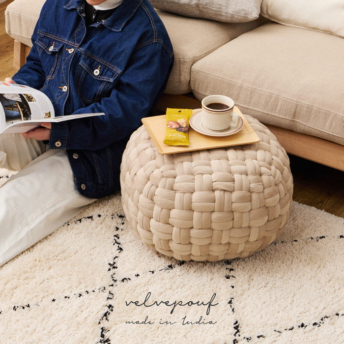 クッション スツール ベルベット プフ 約50cm Lサイズ オットマン 丸クッション hig-270100900xの画像