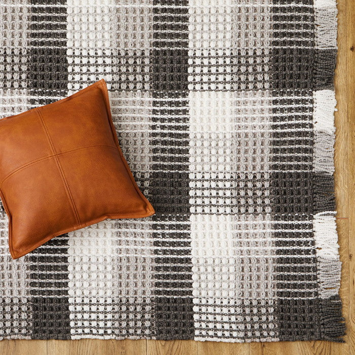 洗える キッチンマット エルフ 約45×180cm ロングマット ワッフル ギンガムチェック 厚手 ポコポコ hig-270101002xの画像