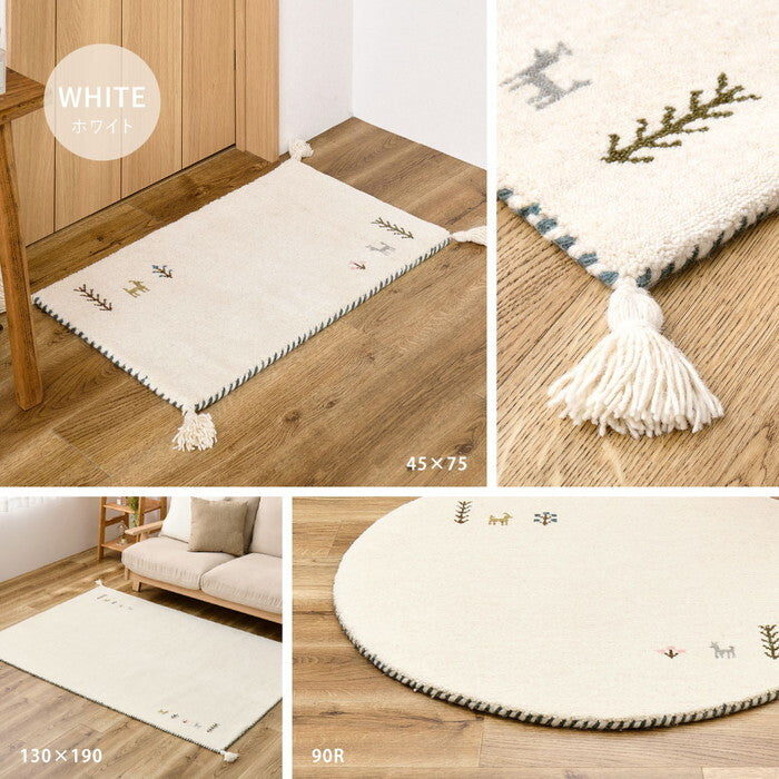 ギャッベ チェアパッド GABBEH TX 約40×40cm ブルー ブラウン グレー ホワイト hig-270104000xの画像
