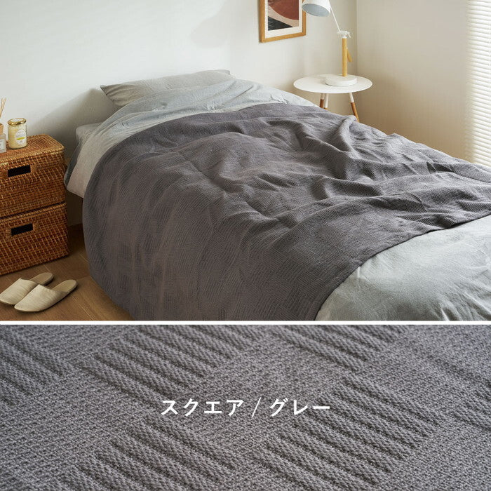 ヘリンボーンスローケット 約180×200cm アイボリー セージ hig-270104701xの画像