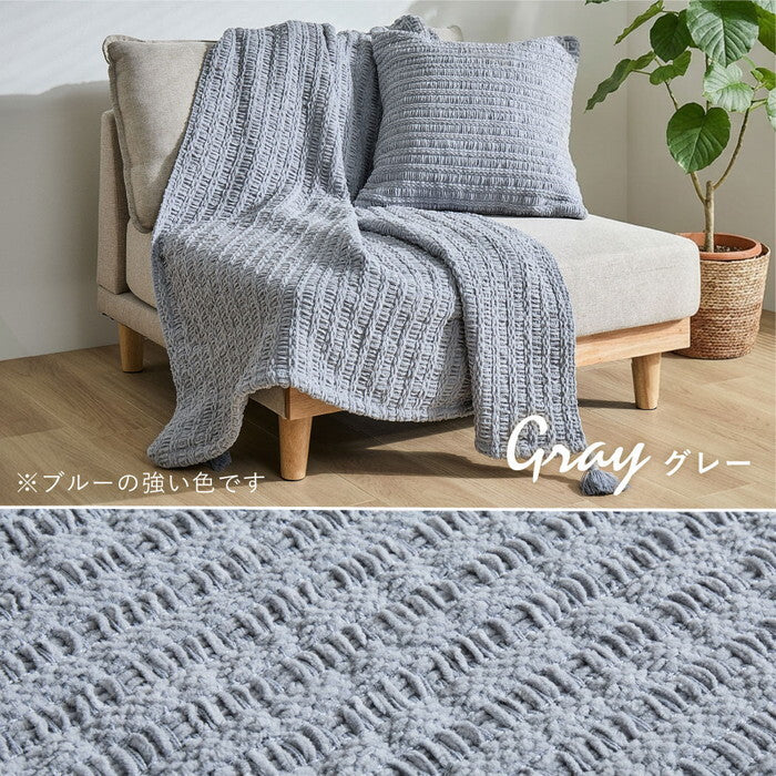 ブランケット アンネ 約130×180cm グレー アイボリー hig-270105000xの画像