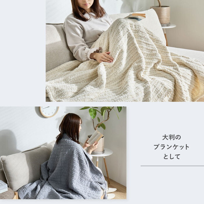 ブランケット アンネ 約130×180cm グレー アイボリー hig-270105000xの画像