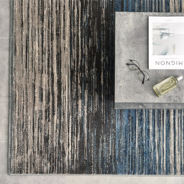 ウィルトンラグ フォール 約130×190cm 長方形 エジプト製 グラデーション ブルー ホットカーペット対応 床暖房対応 hig-270608200xの画像