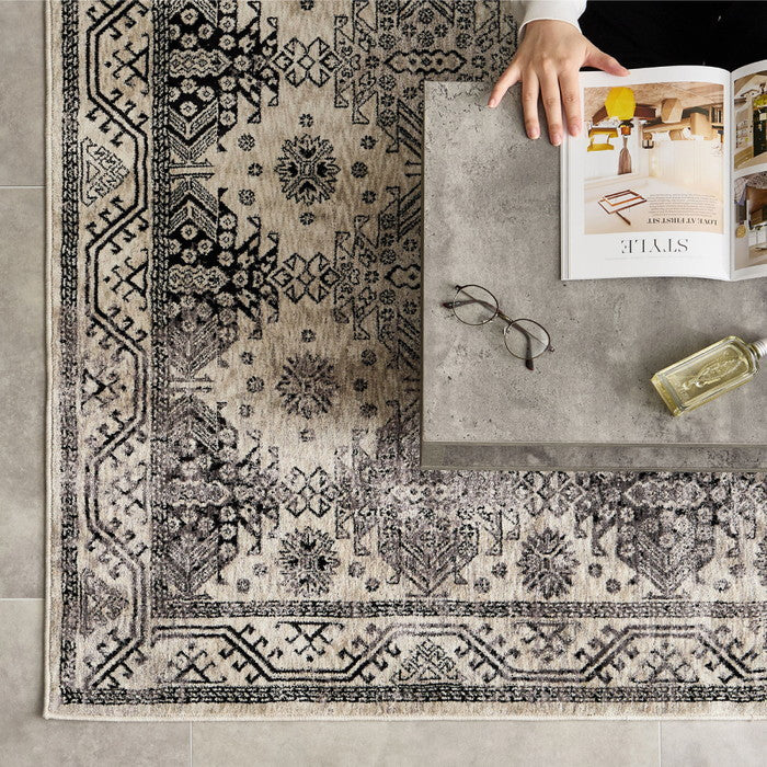 ウィルトンラグ ザフラ 約130×190cm 長方形 エジプト製 トライバル オリエンタル シック ホットカーペット対応 床暖房対応 hig-270608400xの画像