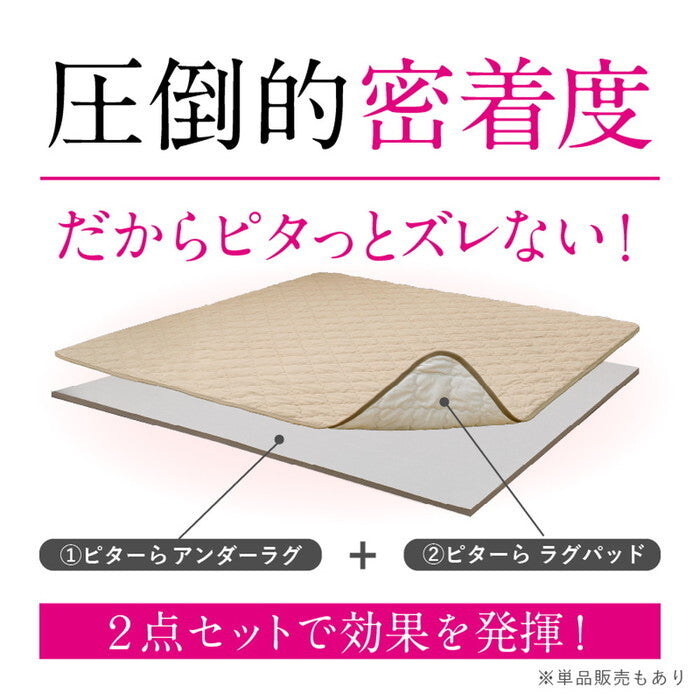 ピターら メレンゲ ラグ+アンダーラグセット 2帖用 ベージュ グレー アイボリー ピンク hig-270610400xの画像