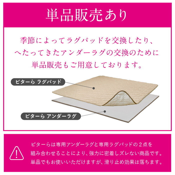 ピターら メレンゲ ラグ+アンダーラグセット 2帖用 ベージュ グレー アイボリー ピンク hig-270610400xの画像