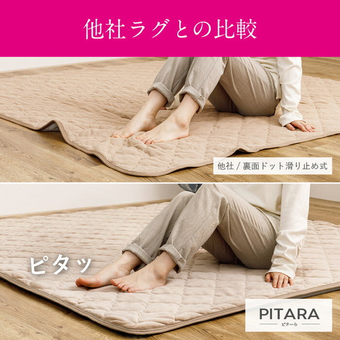 ピターら メレンゲ ラグ+アンダーラグセット 2帖用 ベージュ グレー アイボリー ピンク hig-270610400xの画像