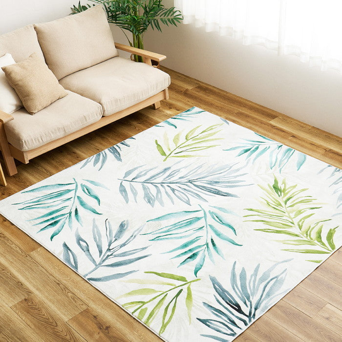 プリントラグ モコラグ ラハイナ 約190×190cm 手洗いできる リーフ柄 ボタニカル柄 オールシーズン hig-270615200xの画像