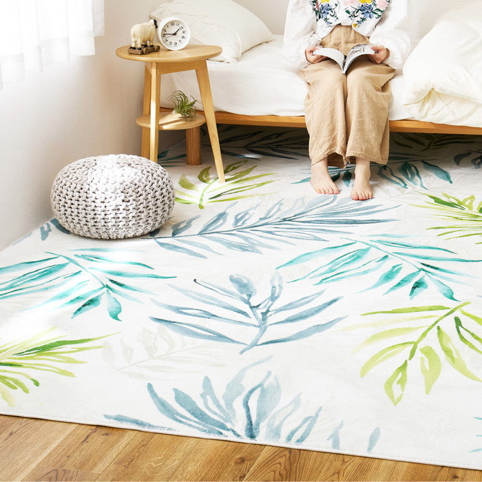 プリントラグ モコラグ ラハイナ 約230×330cm 大判サイズ 手洗いできる リーフ柄 ボタニカル柄 オールシーズン hig-270615202xの画像