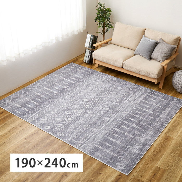 プリントラグ モコラグ リシャリ 約190×240cm 手洗いできる 民族柄 オルテガ オールシーズン hig-270615301xの画像