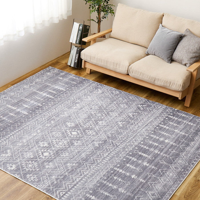 プリントラグ モコラグ リシャリ 約190×240cm 手洗いできる 民族柄 オルテガ オールシーズン hig-270615301xの画像