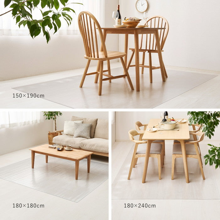 クリアダイニング ラグ 約180×240cm 透明マット クリアマット 抗菌 耐熱 撥水 床の保護 カットできる hig-270615402xの画像