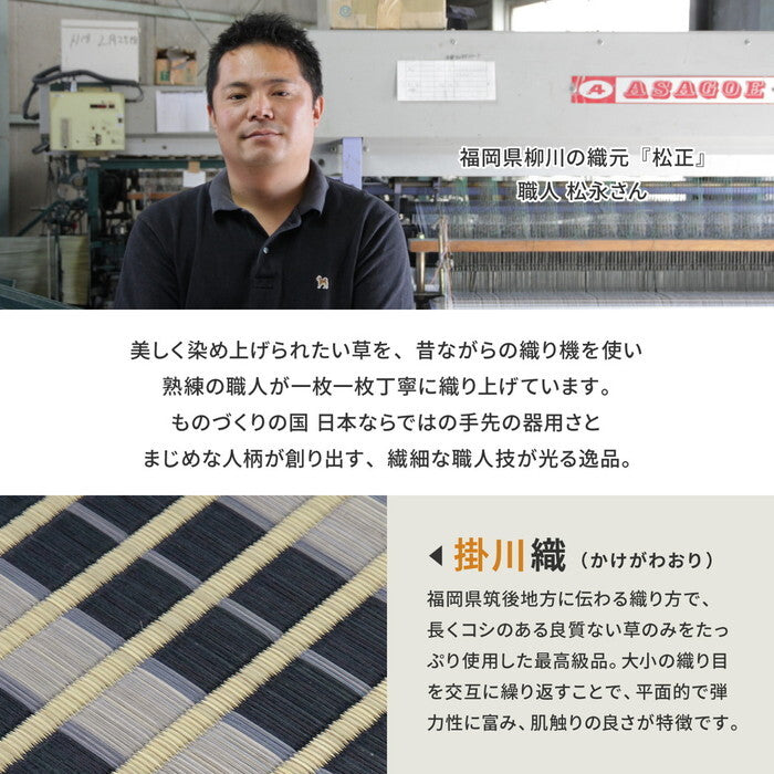 国産い草ラグ 裏貼り 築彩 約191×250cm ブルー hig-28942251xの画像