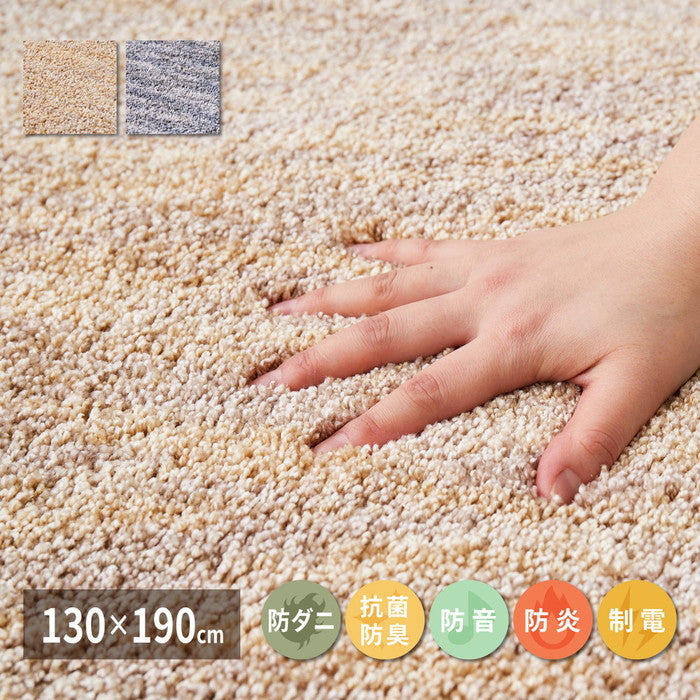 国産高機能ラグ ビビ 約130×190cm 防ダニ 抗菌 防臭 防音 防炎 制電 日本製 ナイロンラグ 無地 hig-350116700xの画像