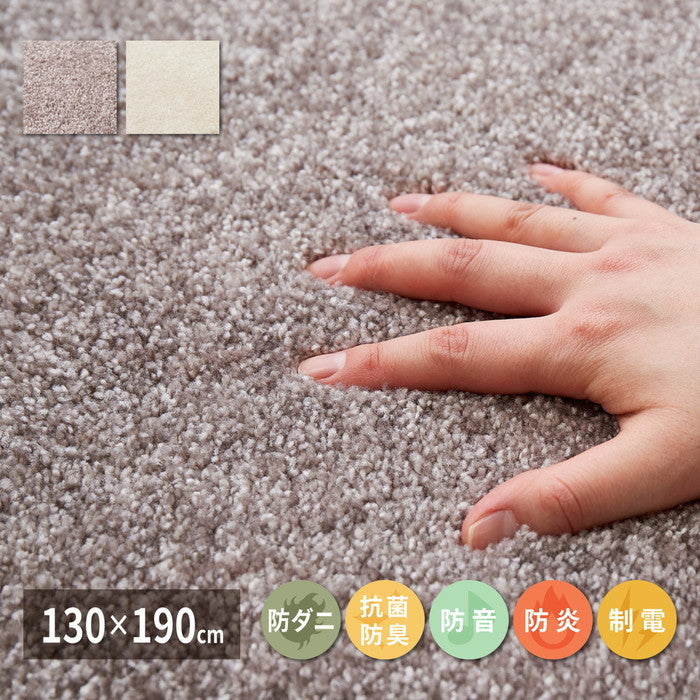 国産高機能ラグ ララ 約130×190cm 防ダニ 抗菌 防臭 防音 防炎 制電 日本製 ナイロンラグ 無地 hig-350116800xの画像