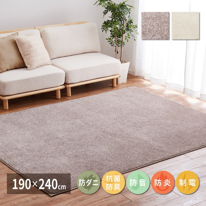 国産高機能ラグ ララ 約190×240cm 防ダニ 抗菌 防臭 防音 防炎 制電 日本製 ナイロンラグ 無地 hig-350116802xの画像