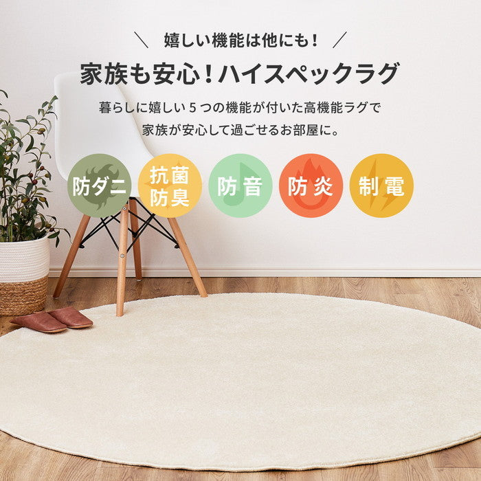 国産高機能ラグ ララ 約190×240cm 防ダニ 抗菌 防臭 防音 防炎 制電 日本製 ナイロンラグ 無地 hig-350116802xの画像