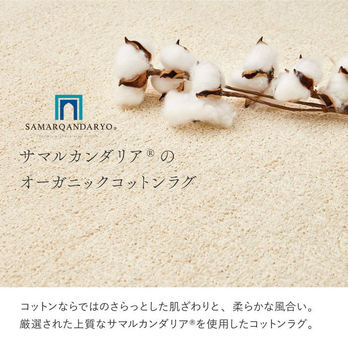 洗える オーガニックコットンラグ 約185×240cm 綿100％ ウズベキスタン サマルカンダリア 抗菌加工 防臭 洗濯機で洗える 日本製 hig-350125202xの画像