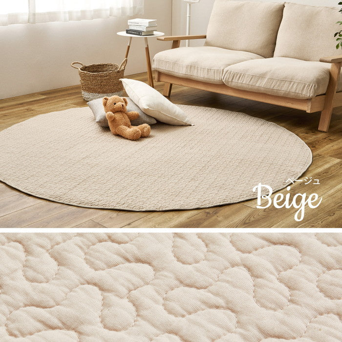 綿100％ イブル ラグ デコール 約190cm 円形 洗える 滑り止め付き コットン100％ キルト キルティング マット マルチカバー 韓国 インテリア hig-600009606xの画像