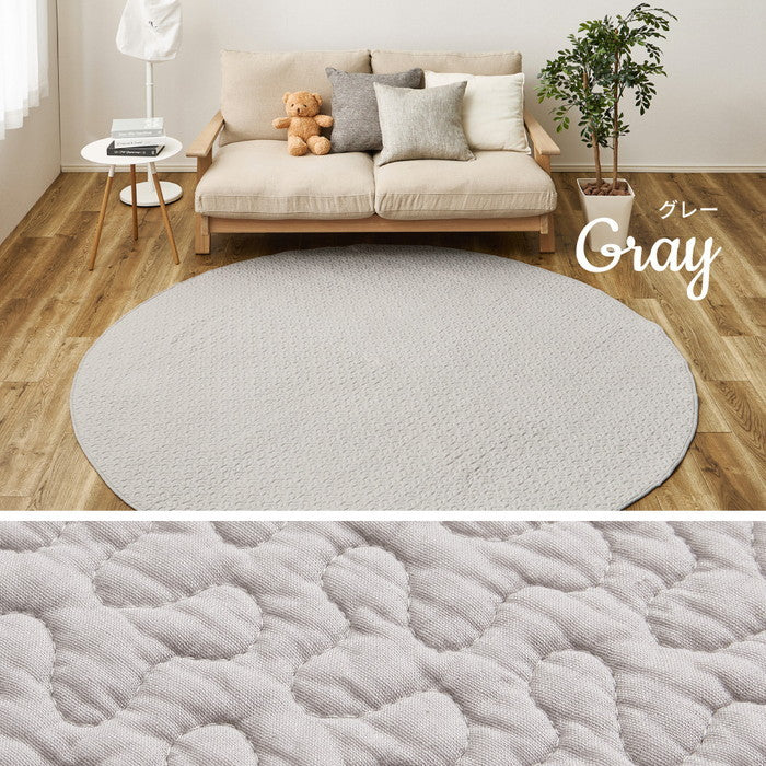 綿100％ イブル ラグ デコール 約190cm 円形 洗える 滑り止め付き コットン100％ キルト キルティング マット マルチカバー 韓国 インテリア hig-600009606xの画像