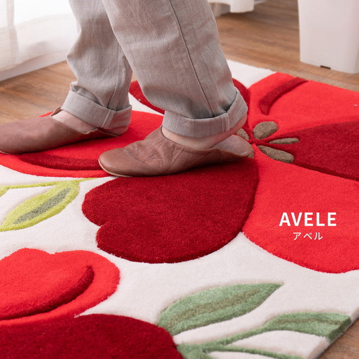 玄関マット アベル 約70×120cm 洗える 滑り止め 花柄 フラワー 室内 屋内 エントランスマット hig-600013301xの画像