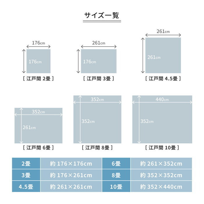 平織カーペット ミーテ 江戸間4.5帖 ブルー アイボリー hig-600016245xの画像