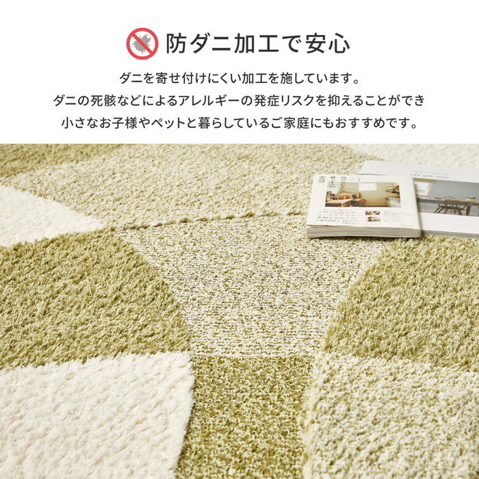 国産高機能ラグ ジャスト 約190×240cm 防ダニ 抗菌 防臭 抗ウイルス 消臭 花粉対策 日本製 hig-600021702xの画像