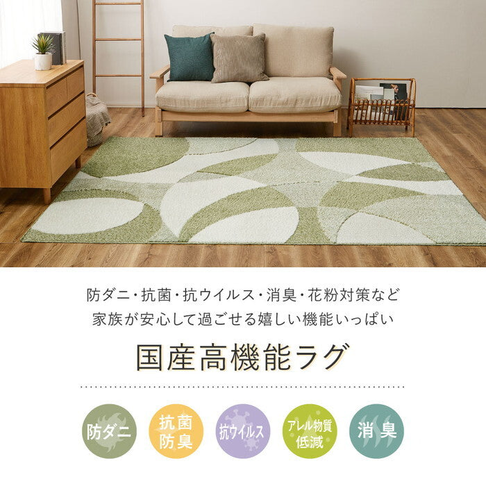 国産高機能ラグ ジャスト 約230×330cm ベージュ グリーン hig-600021705xの画像