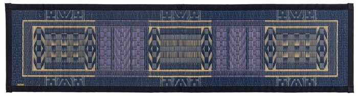 国産い草玄関マット 裏貼り オリエンタル 約60×90cm ブルー hig-81816302xの画像