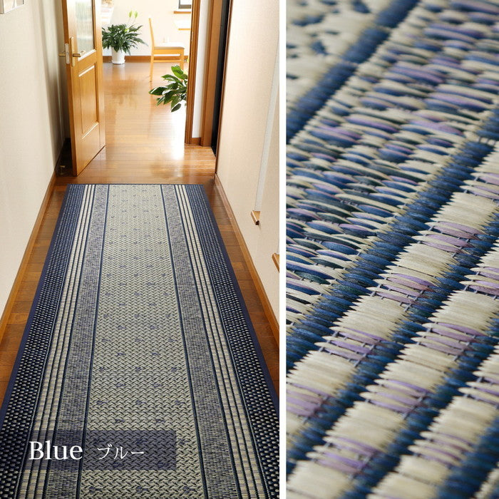 国産 い草 廊下敷き マット エルモード 約80×340cm 裏貼り 滑り止め加工 ロングマット hig-81830261xの画像