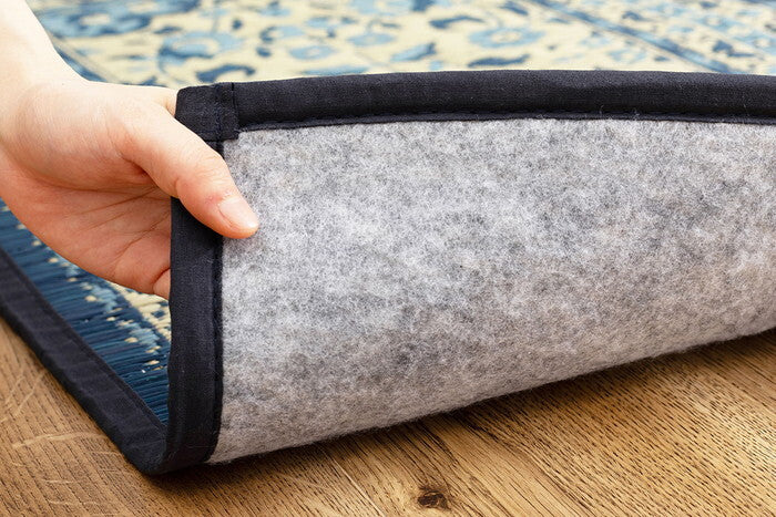 い草玄関マット 裏貼り コンチェルト 約70×120cm ブルー hig-81833503xの画像