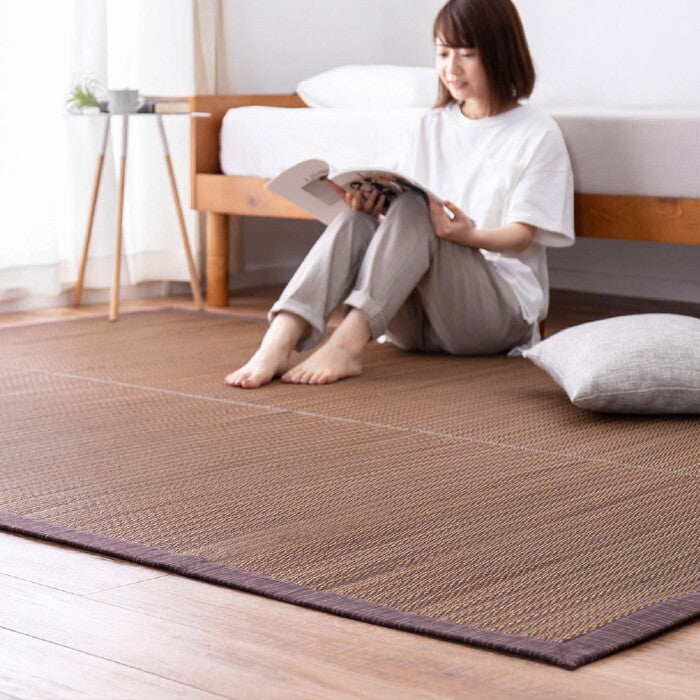 い草ラグ 裏貼り 南風 約191×240cm ブラウン hig-81847301xの画像