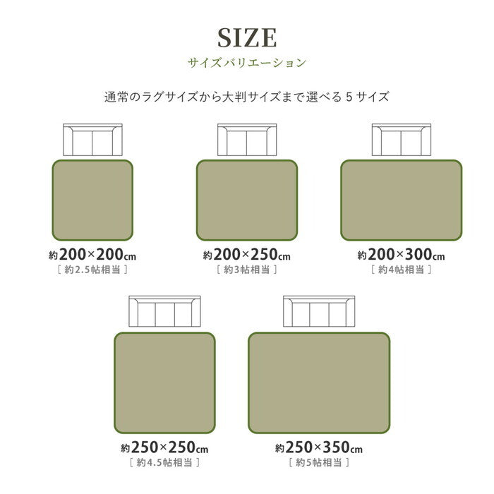 国産い草ラグ エンペラー 約200×250cm グリーン hig-81906701xの画像