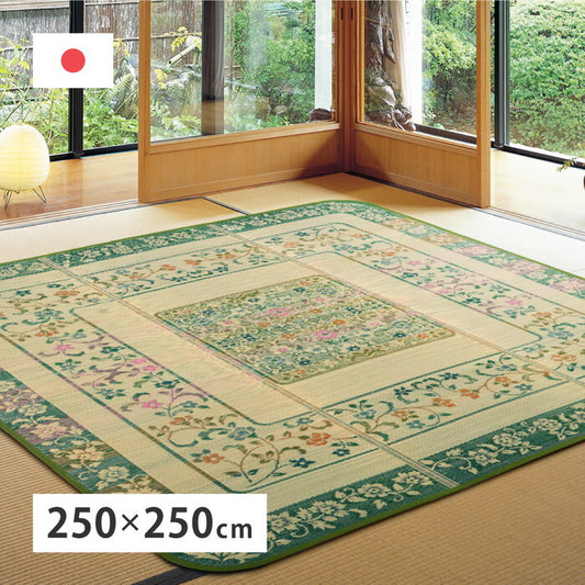 国産い草ラグ エンペラー 約250×250cm グリーン hig-81906703xの画像