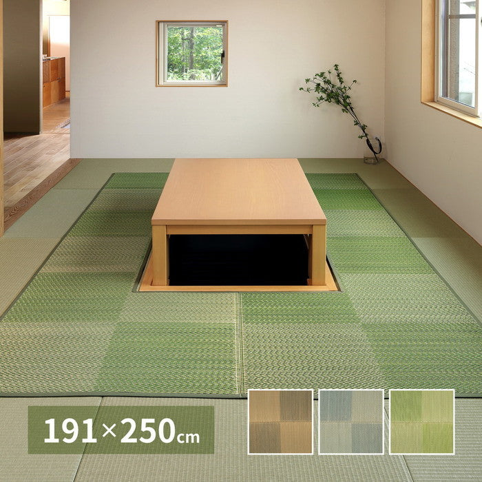 掘りごたつ対応 い草ラグ 約191×250cm 長方形 中抜き い草ラグ 市松模様 抗カビ 消臭 ござ 炬燵 hig-81909001xの画像