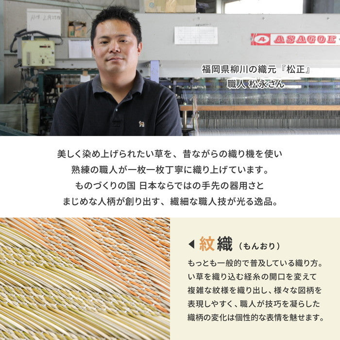 国産 い草ラグ レーヴ 約191×250cm センターラグ アクセントラグ ストライプ柄 hig-81938251xの画像