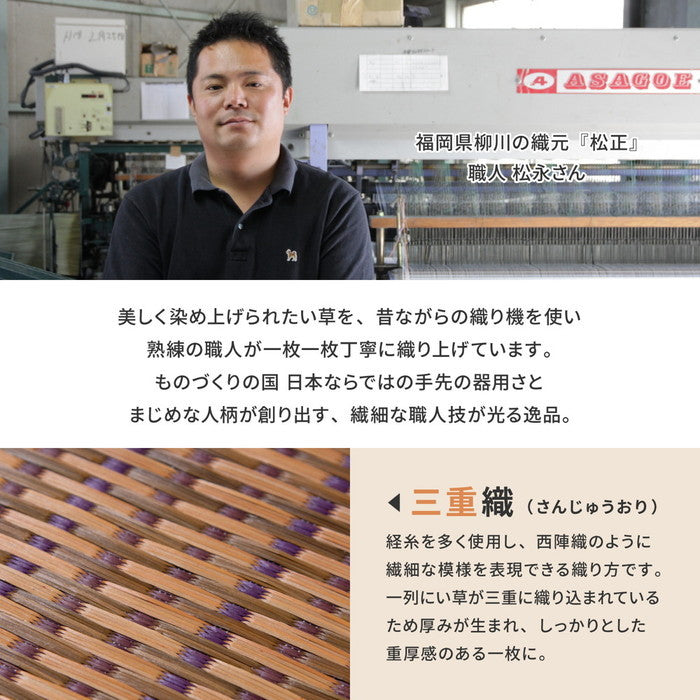 国産 い草ラグ グランツ 約261×352cm 裏貼り 滑り止め加工 江戸間6帖 6畳 い草カーペット 上敷き 花ござ モダン hig-81942454xの画像