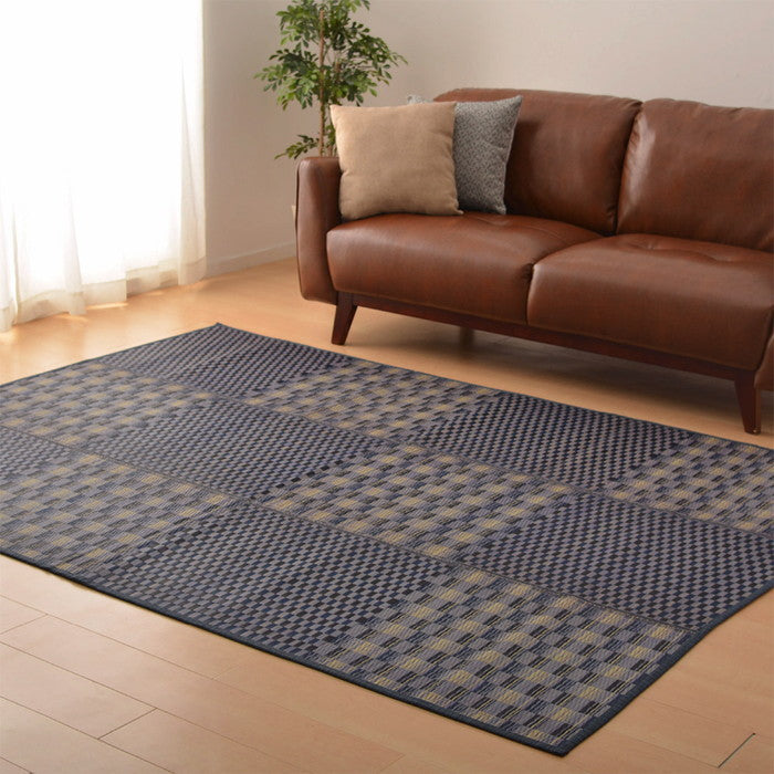 はっ水 い草ラグ キハチ 約180×240cm 撥水 抗カビ 折りたためる コンパクト 滑り止め付き hig-81958252xの画像