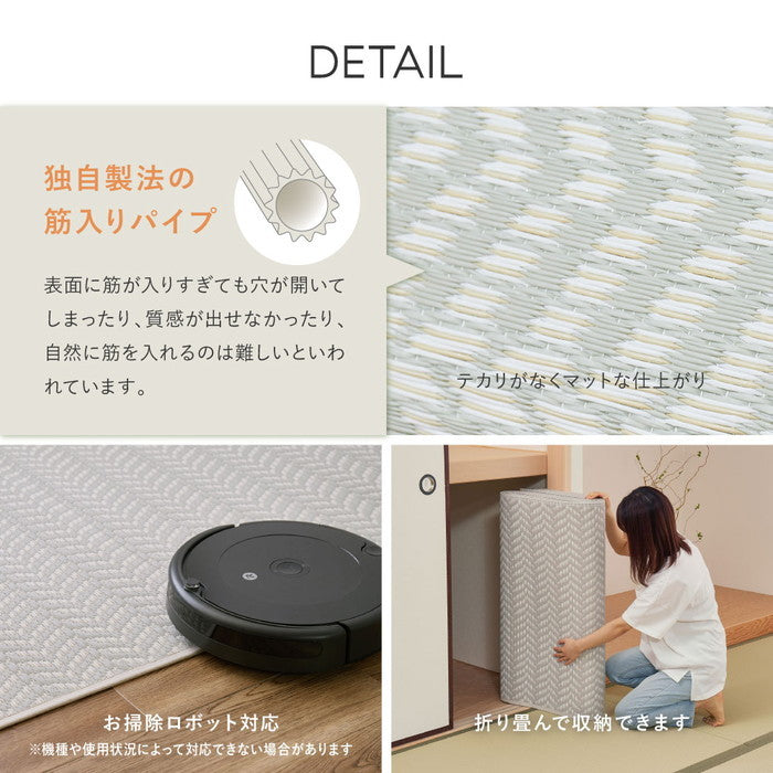 水拭きできる 洗える い草風カーペット 裏貼り パスラッシュ 江戸間 15帖 15畳 PP ビニール風 上敷き ラグ ござ 畳の保護 hig-81967992xの画像