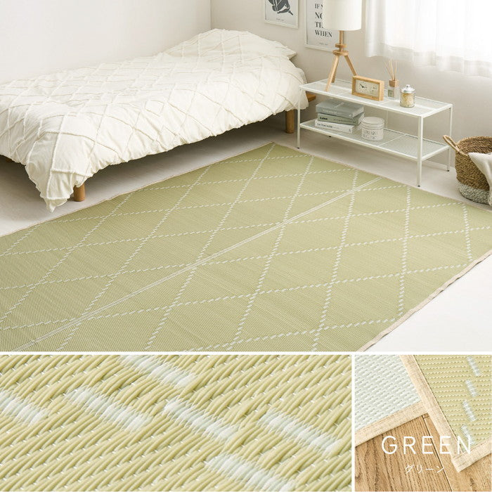 洗える い草風 カーペット モンド 江戸間 8帖 8畳 上敷き 花ござ パステルカラー hig-81968780xの画像