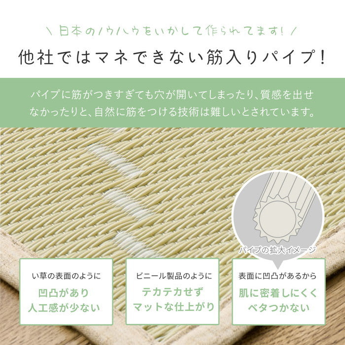 洗える い草風 カーペット モンド 江戸間 8帖 8畳 上敷き 花ござ パステルカラー hig-81968780xの画像