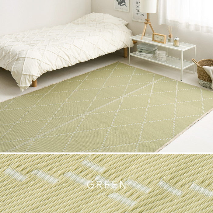 水拭きできる い草風 カーペット 裏貼り 裏地付き モンド 江戸間 3帖 3畳 上敷き 花ござ パステルカラー hig-81969030xの画像