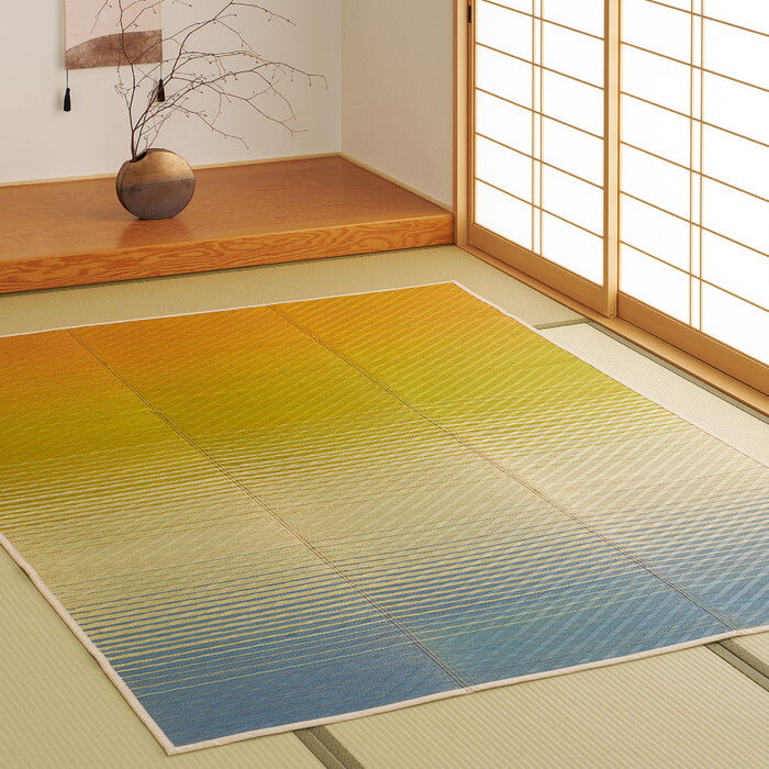 い草ラグ 裏貼り 彩風 いろかぜ 約180×240cm ブルー パープル hig-81971401xの画像