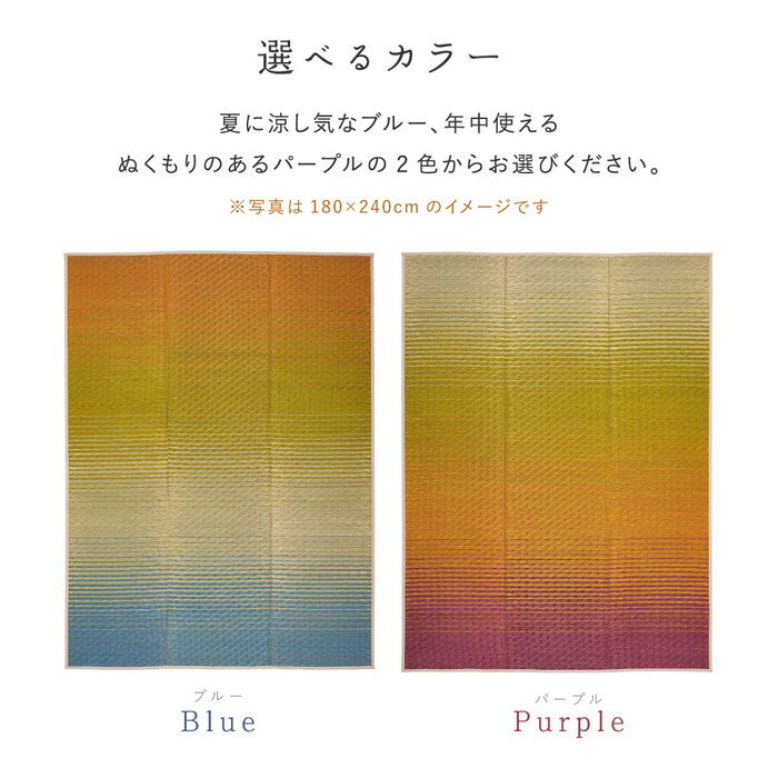 い草ラグ 裏貼り 彩風 いろかぜ 約180×240cm ブルー パープル hig-81971401xの画像